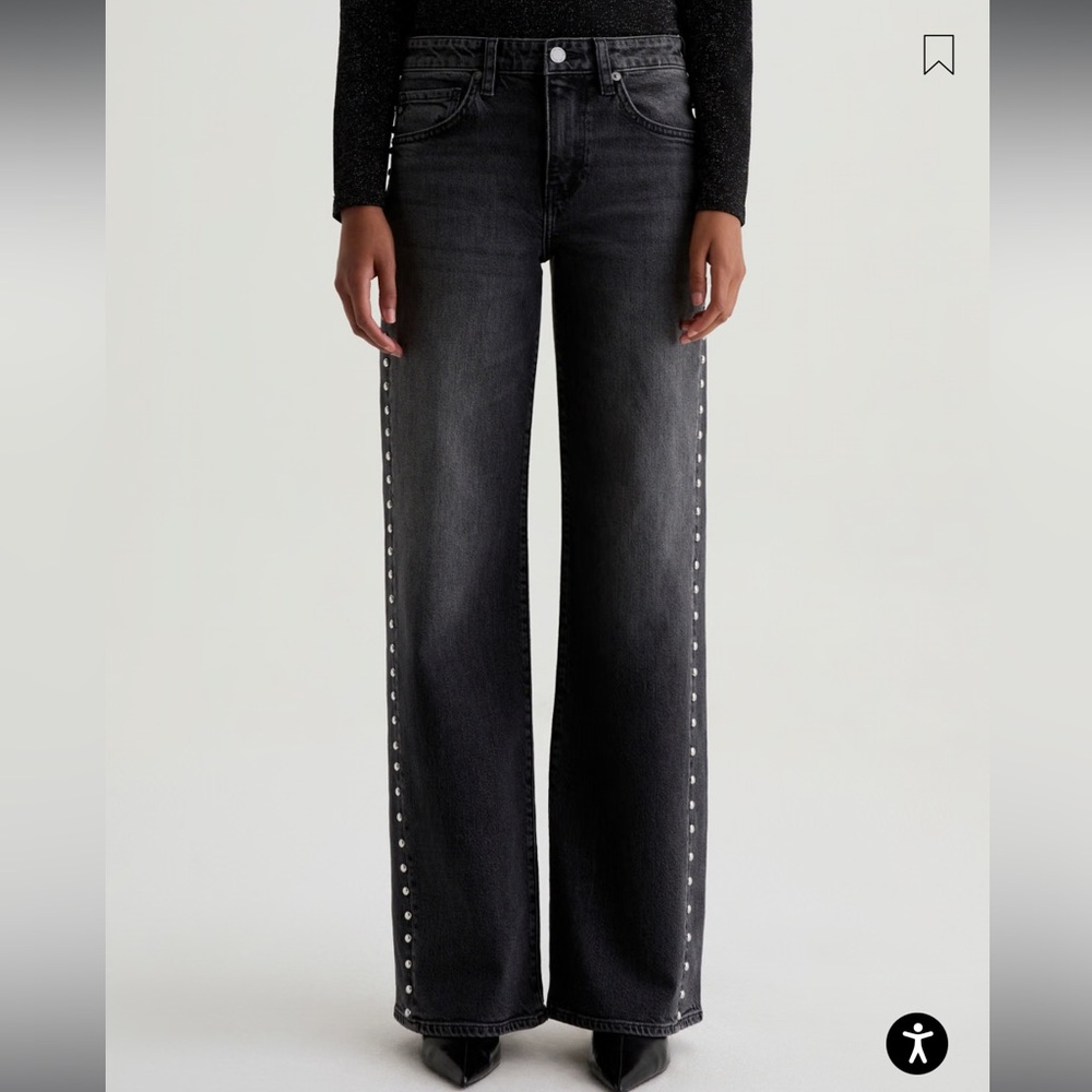 NWOT AG Adria Studded Wide-leg Jeans